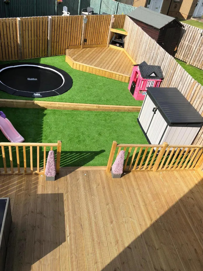 adult decking with kids area